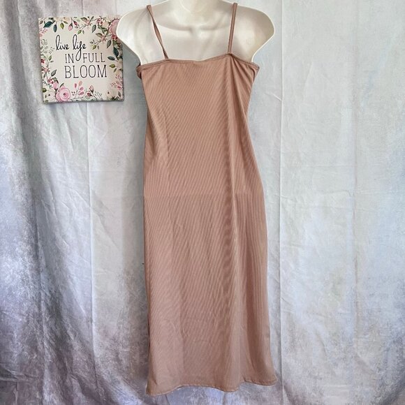LIVI by Olivia Rae Ribbed Front Tie Tan Cream Dress Size S - Picture 2 of 8